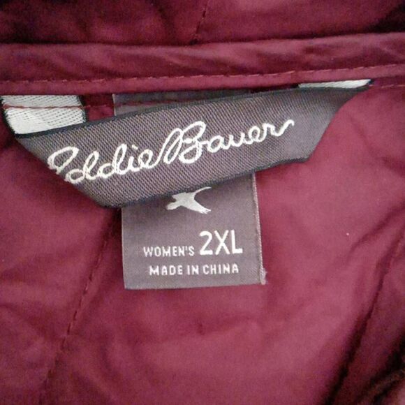 Eddie Bauer Womens Quilted Winter Jacket Maroon 2XL - Picture 4 of 5